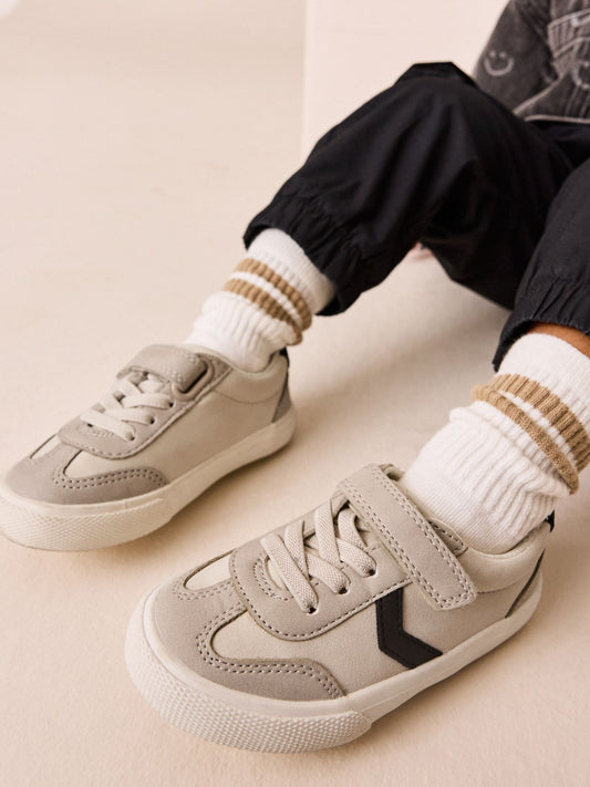 Grey Standard Fit (F) Touch Fastening Elastic Lace Trainers image 1