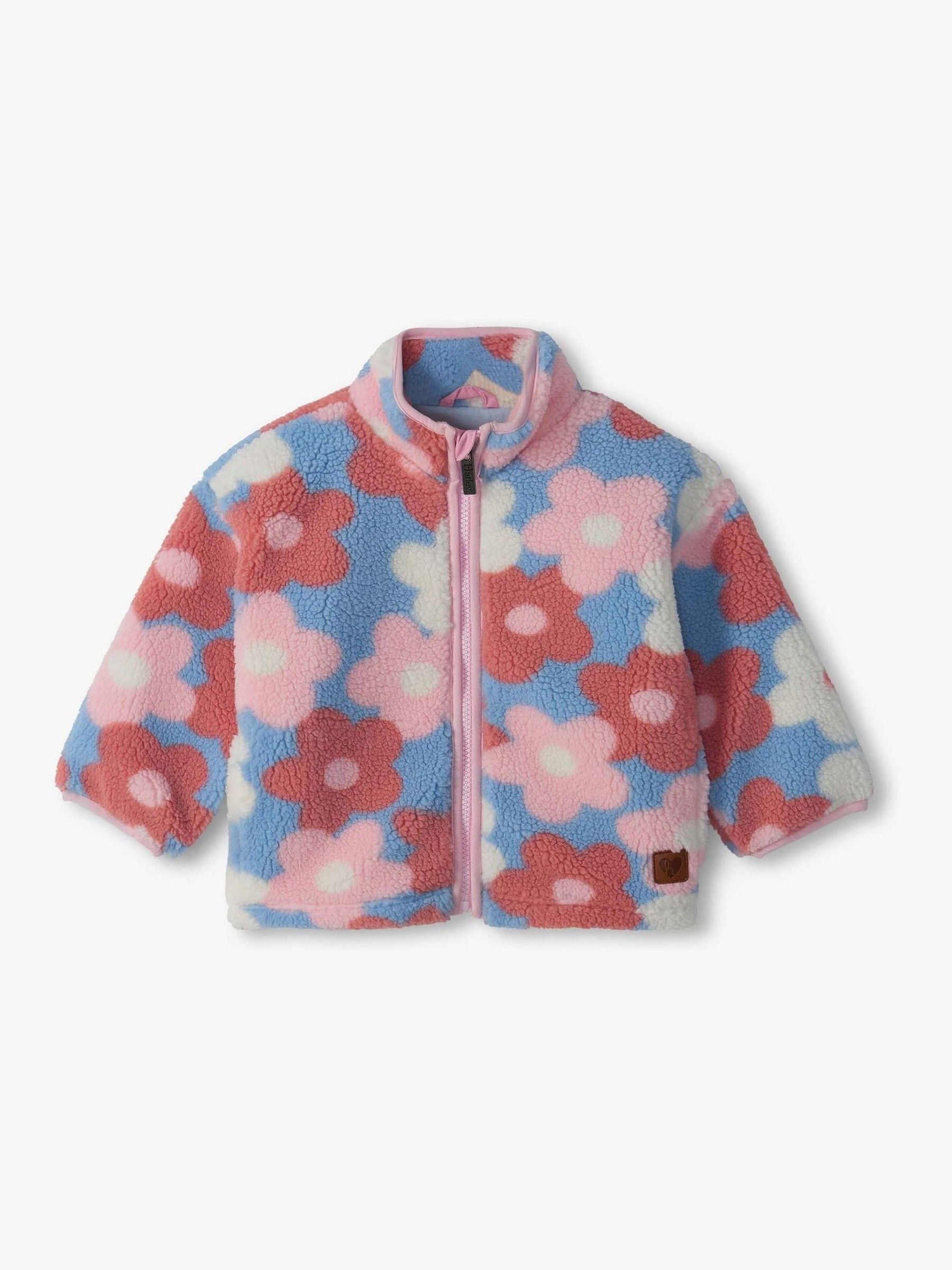 Dsiney Kidz - Hatley Blue Big Flowers Mock Neck Faux Sherpa Jacket image 1