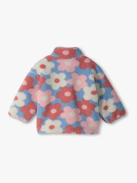 Dsiney Kidz - Hatley Blue Big Flowers Mock Neck Faux Sherpa Jacket image 2