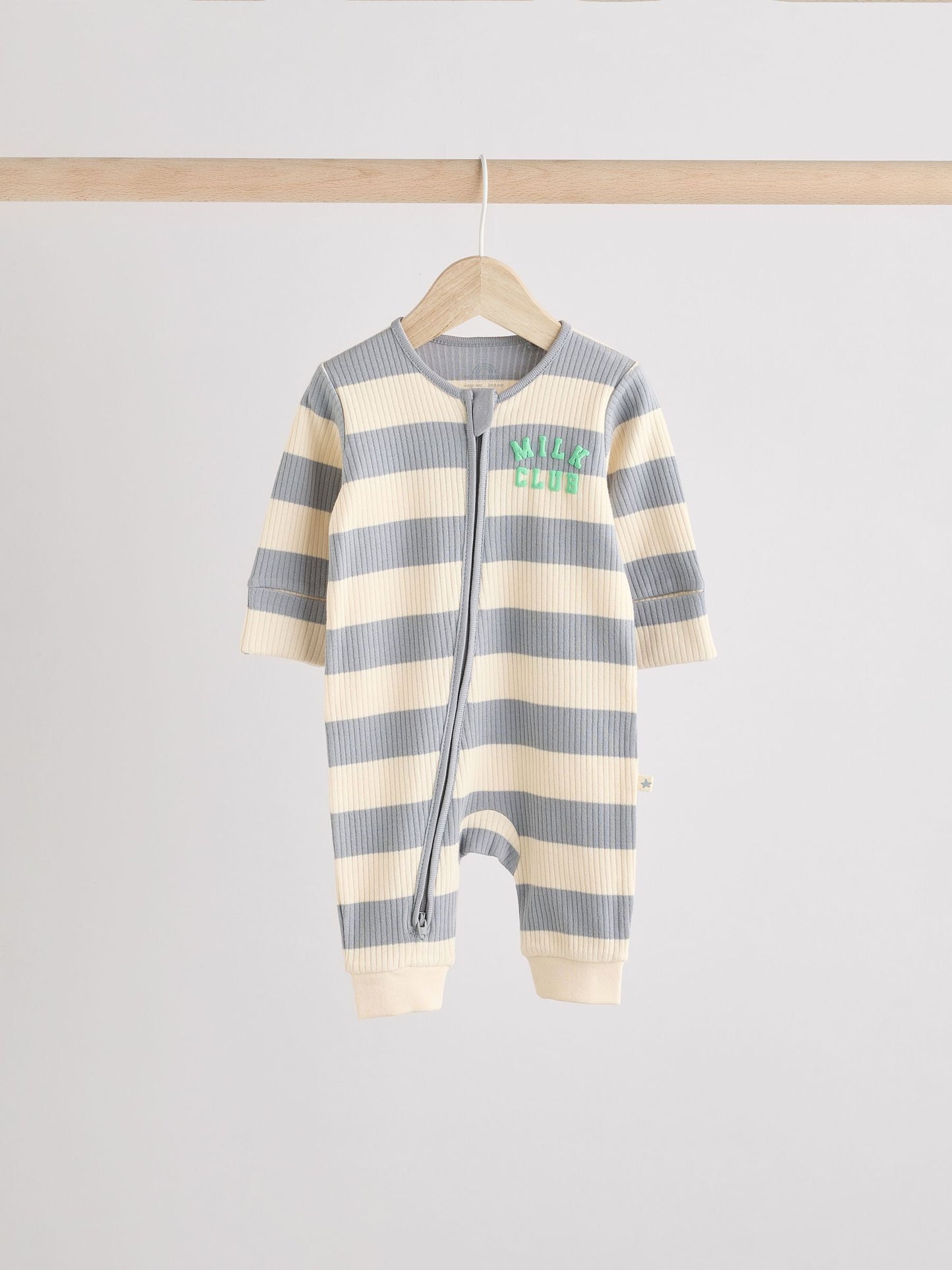 Milk Club Neutral 3 pack Baby Two Way Zip Footless Cotton Sleepsuits (0mths-3yrs)