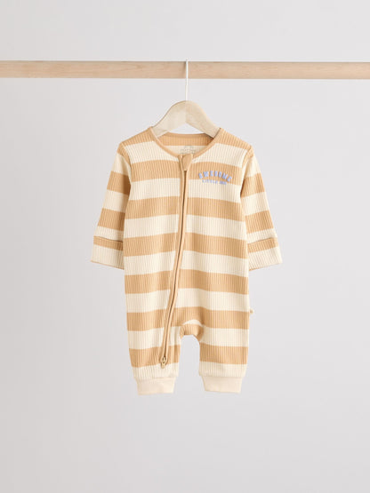 Milk Club Neutral 3 pack Baby Two Way Zip Footless Cotton Sleepsuits (0mths-3yrs)