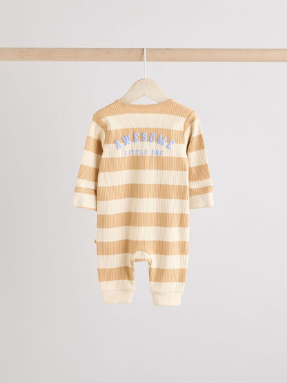 Milk Club Neutral 3 pack Baby Two Way Zip Footless Cotton Sleepsuits (0mths-3yrs)