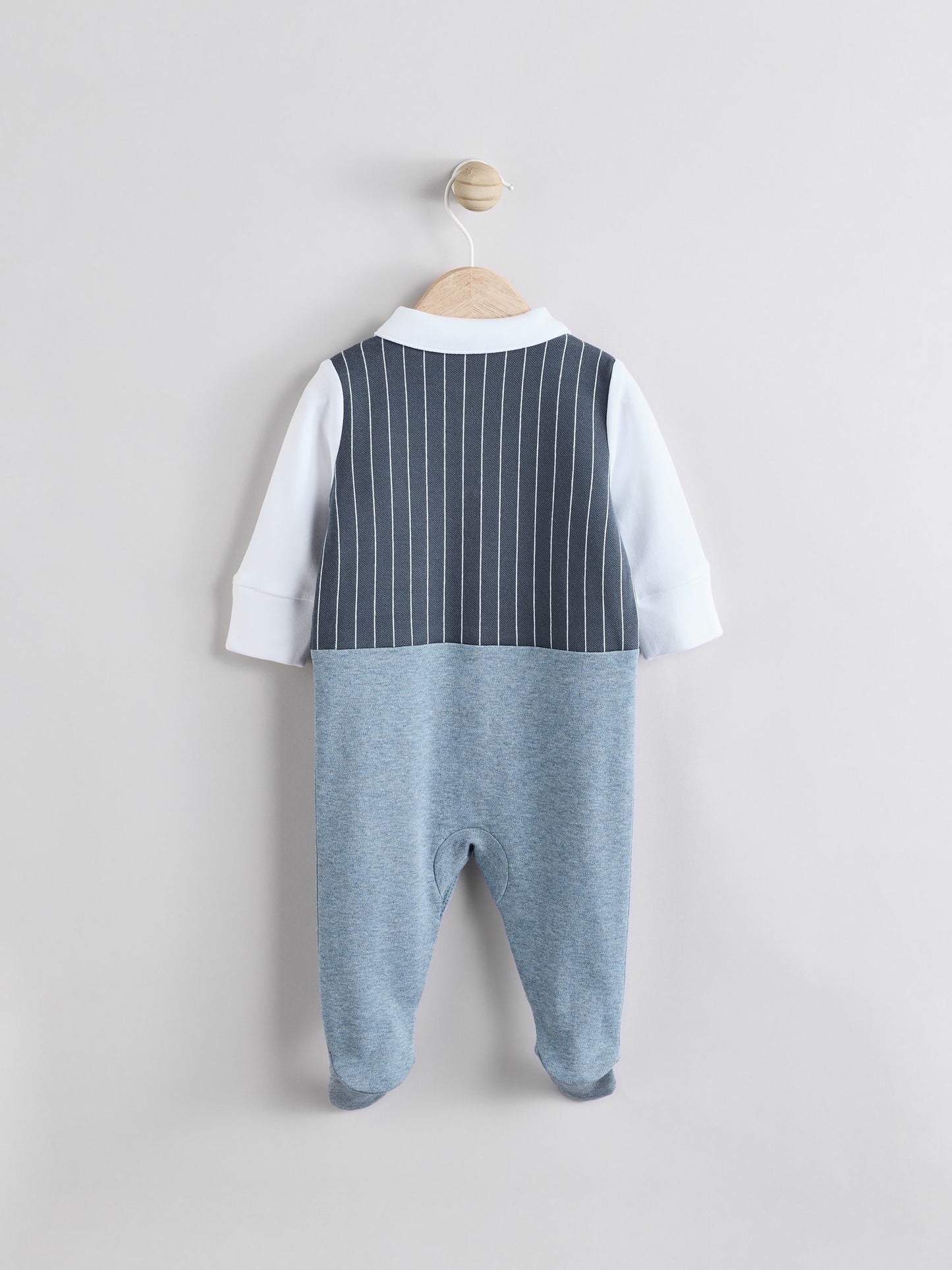 Navy Smart Bow Tie Baby Sleepsuit (0mths-2yrs) image 2