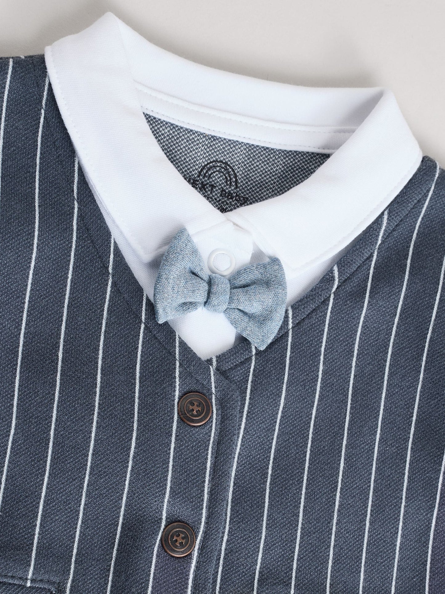 Navy Smart Bow Tie Baby Sleepsuit (0mths-2yrs) image 4