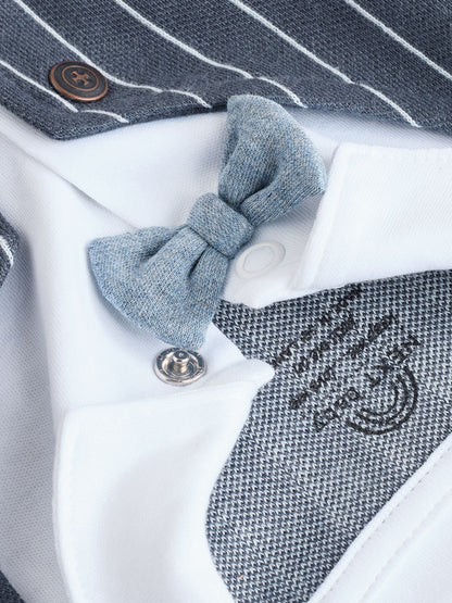 Navy Smart Bow Tie Baby Sleepsuit (0mths-2yrs) image 5