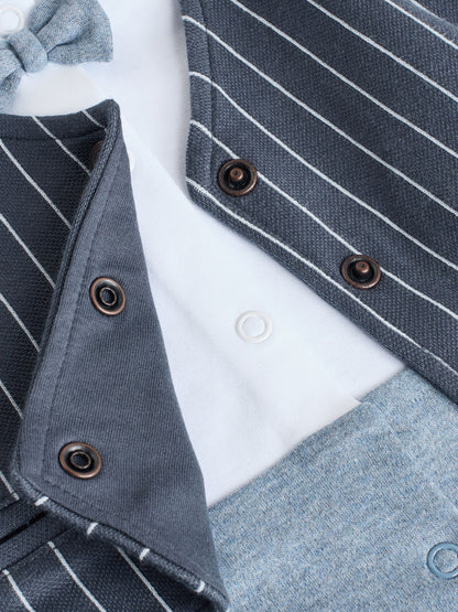 Navy Smart Bow Tie Baby Sleepsuit (0mths-2yrs)