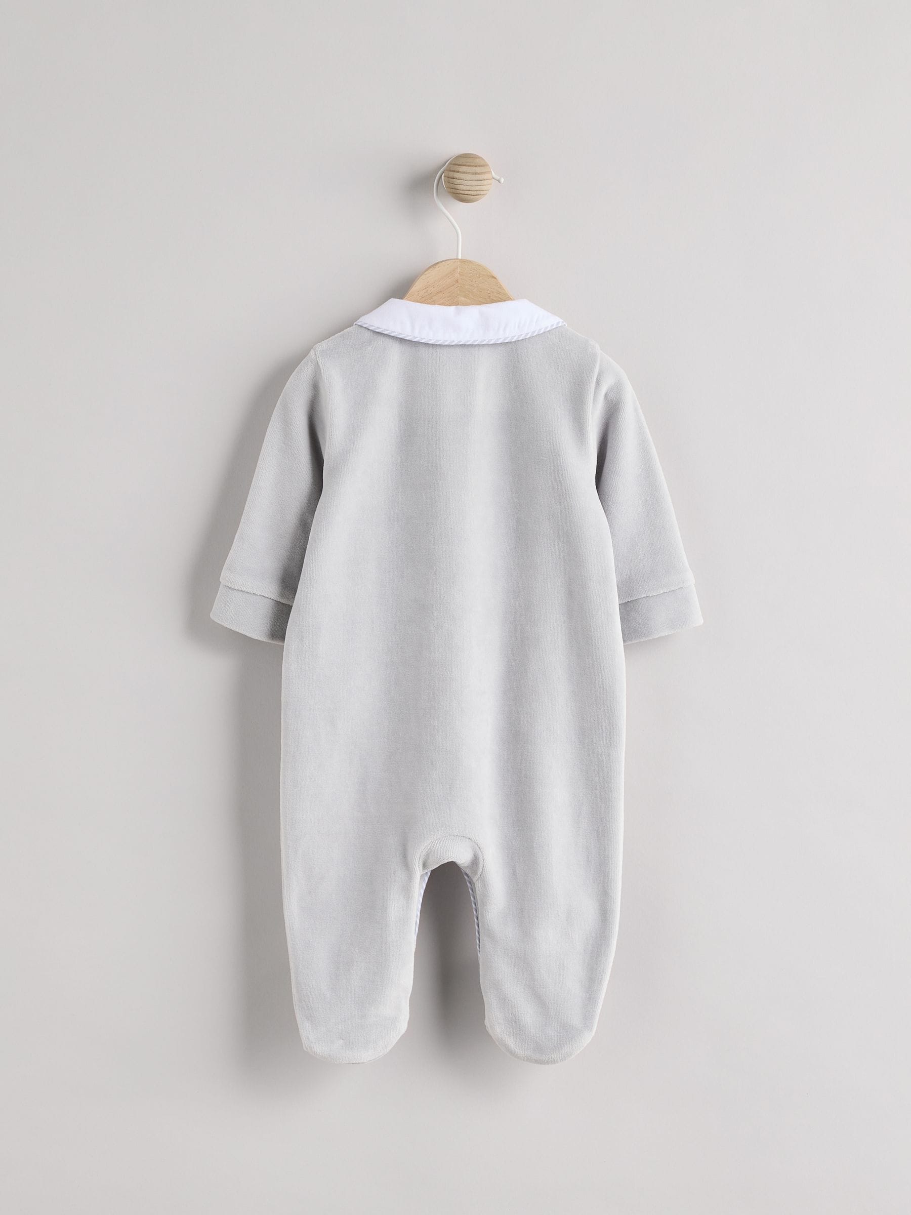 Blue Baby Teddy Bear Textured Sleepsuit (0mths-3yrs) image 2