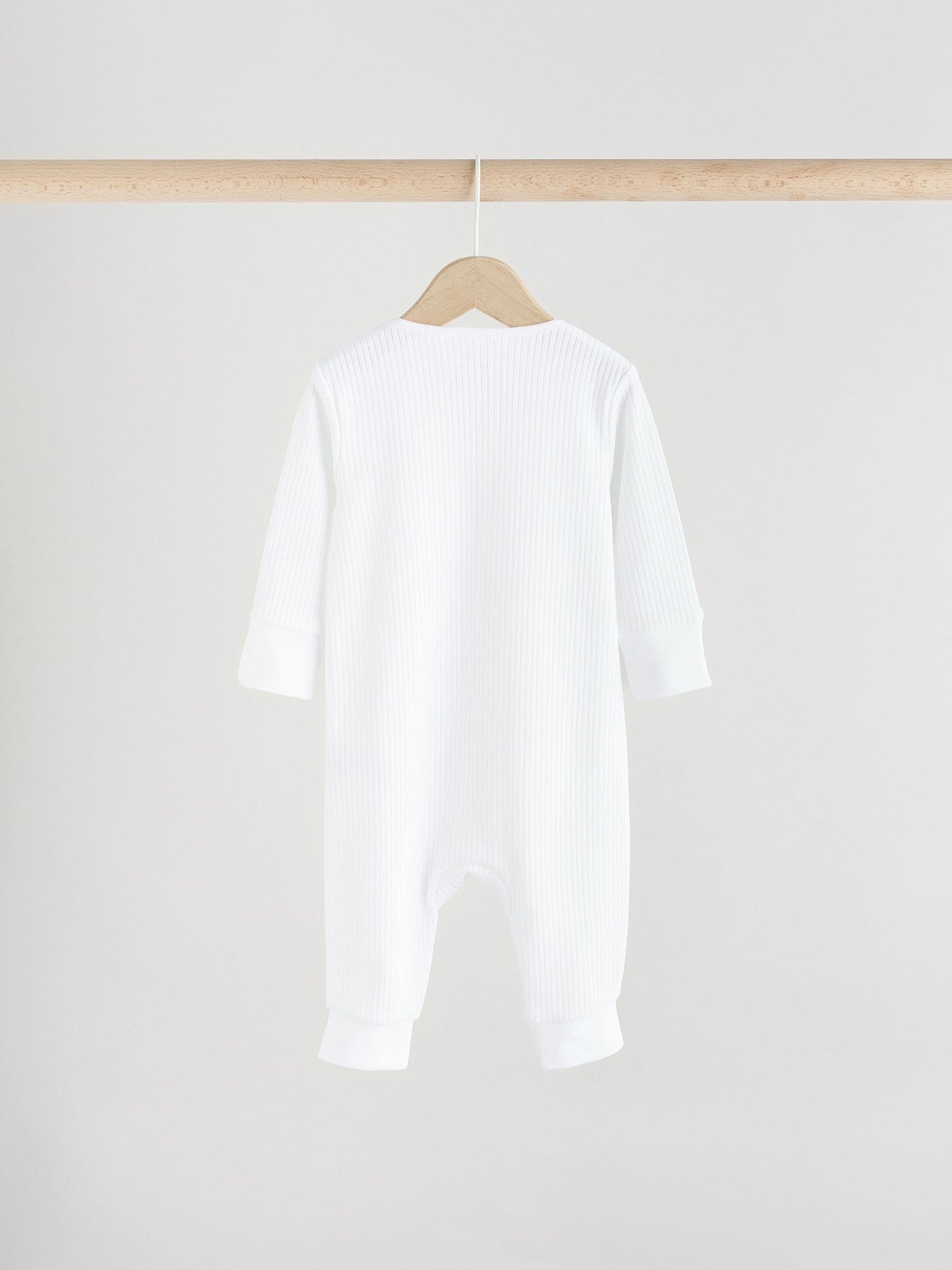White 100% Cotton Two Way Zip Baby Footless Sleepsuits 3 Pack (0mths-2yrs) image 2