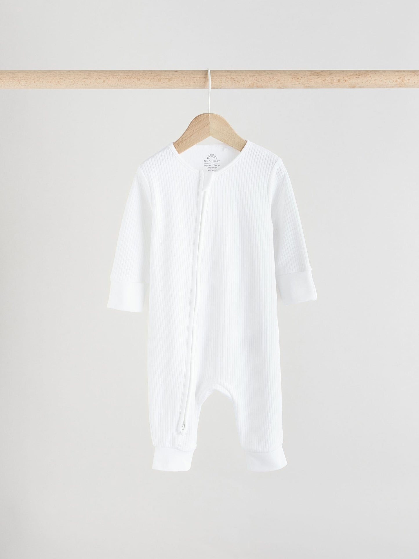 White 100% Cotton Two Way Zip Baby Footless Sleepsuits 3 Pack (0mths-2yrs) image 4