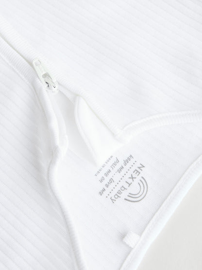 White 100% Cotton Two Way Zip Baby Footless Sleepsuits 3 Pack (0mths-2yrs) image 7