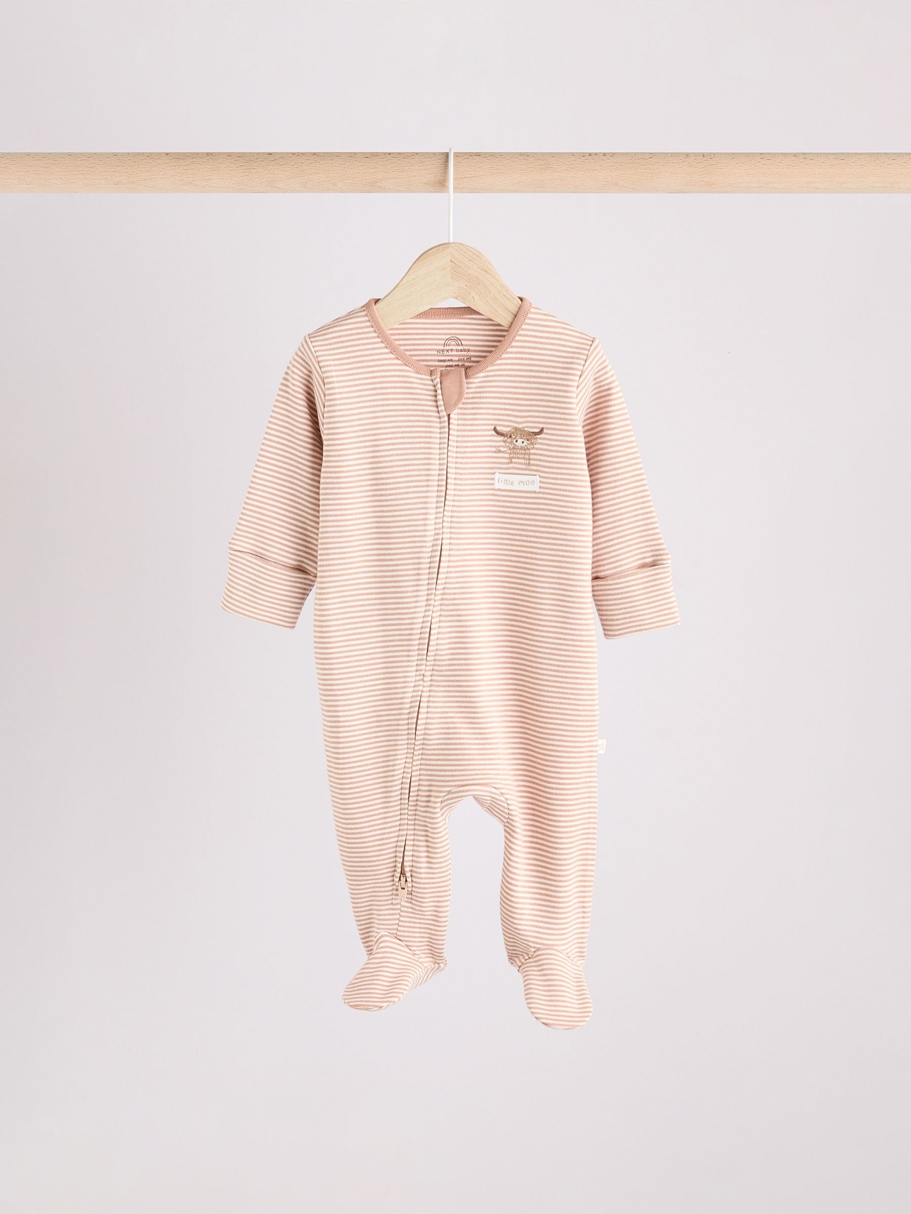 Neutral Hamish Baby 100% Cotton Sleepsuits 3 Pack (0mths-2yrs) image 7