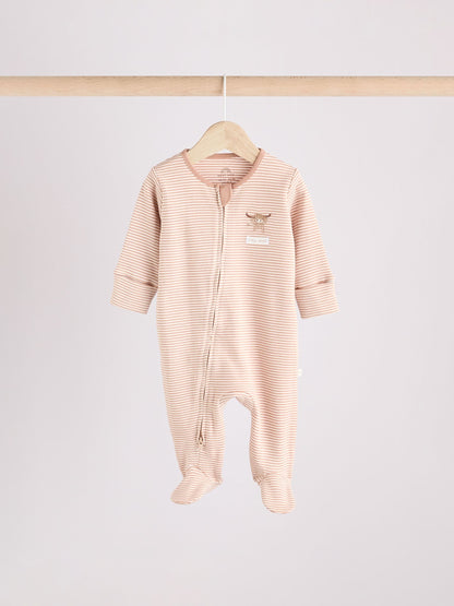 Neutral Hamish Baby 100% Cotton Sleepsuits 3 Pack (0mths-2yrs) image 7