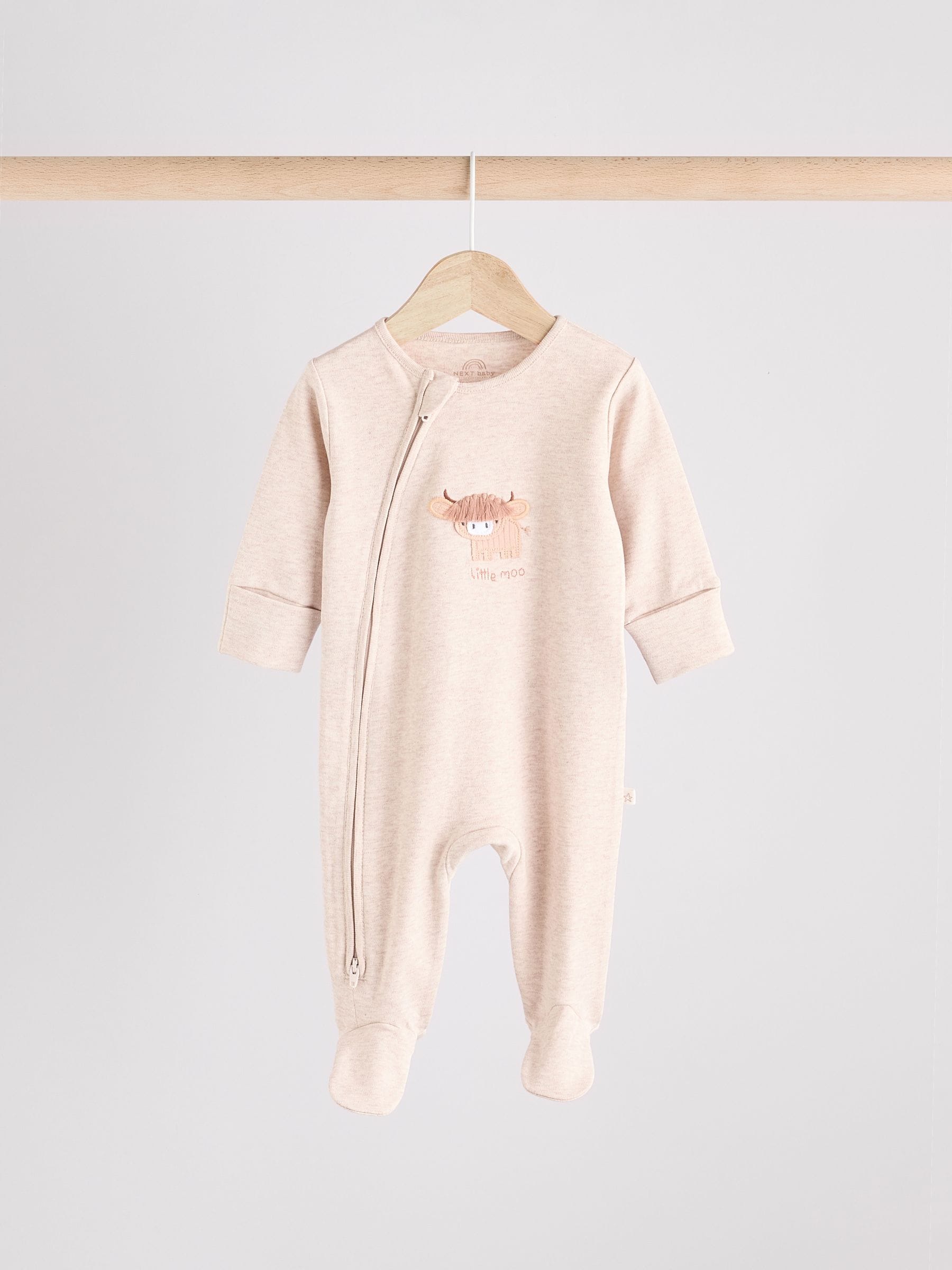 Neutral Hamish Baby 100% Cotton Sleepsuits 3 Pack (0mths-2yrs) image 8