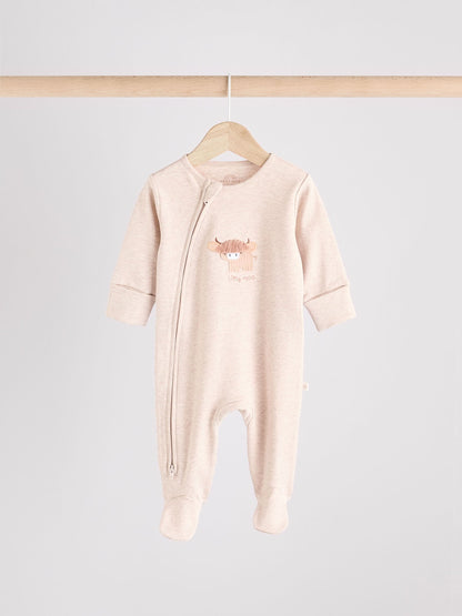 Neutral Hamish Baby 100% Cotton Sleepsuits 3 Pack (0mths-2yrs) image 8