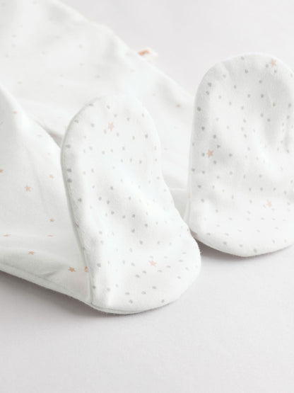 White Sleepsuits 3 Pack (0-2yrs) image 3