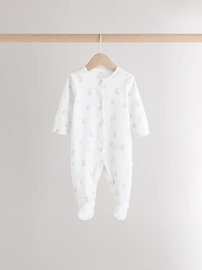 White Sleepsuits 3 Pack (0-2yrs) image 6