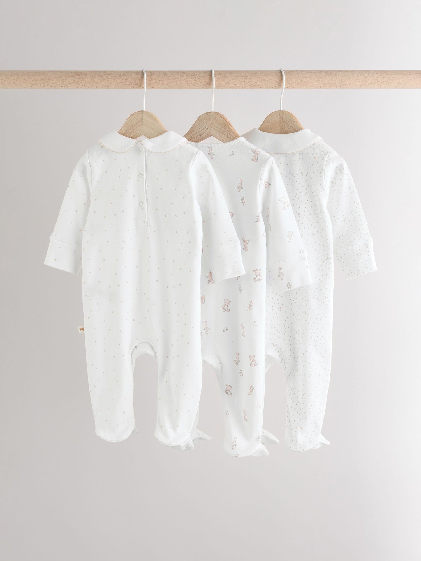 White Sleepsuits 3 Pack (0-2yrs) image 8