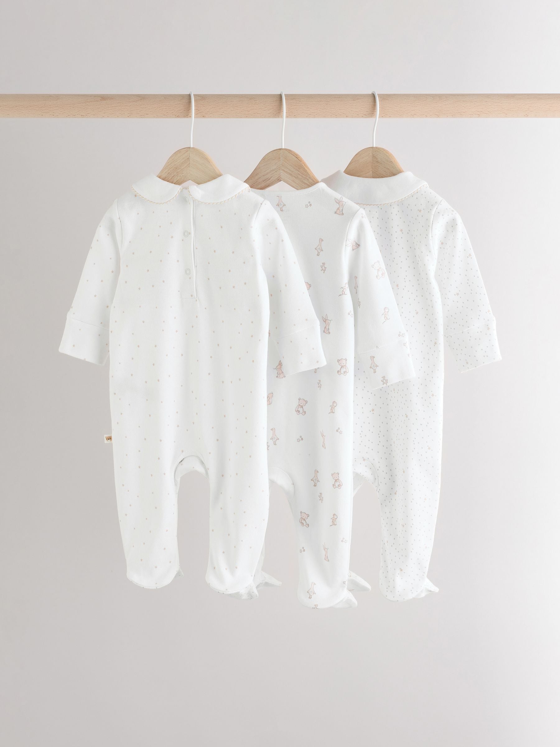 White Sleepsuits 3 Pack (0-2yrs) image 8