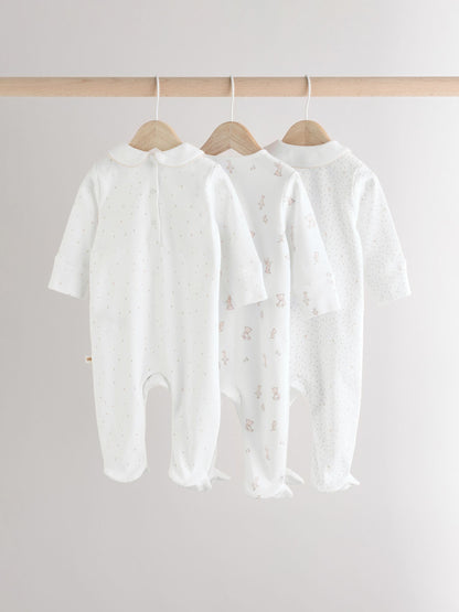 White Sleepsuits 3 Pack (0-2yrs) image 8