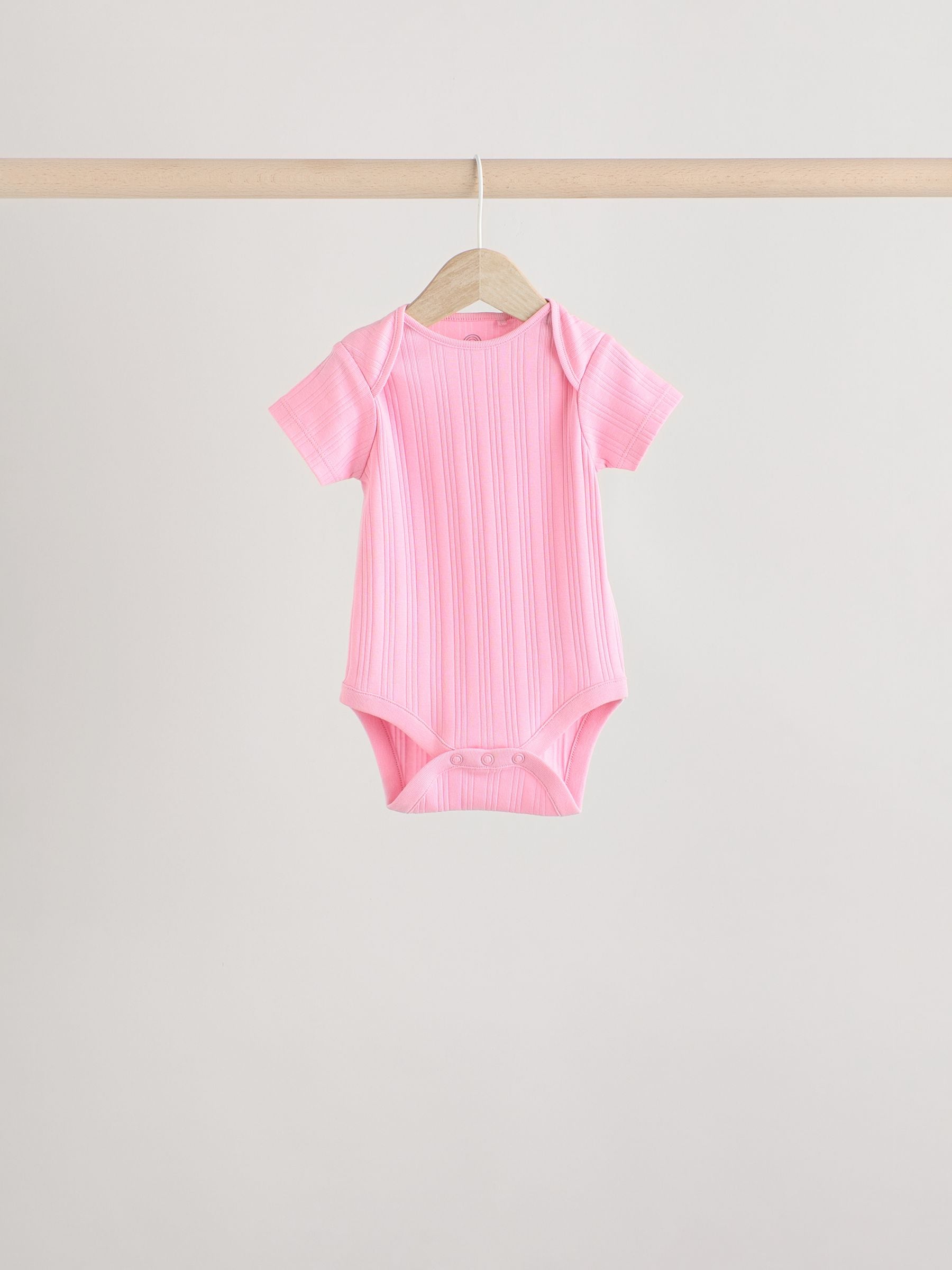 Bright Pink 5 Pack Short Sleeve Baby Bodysuits image 3
