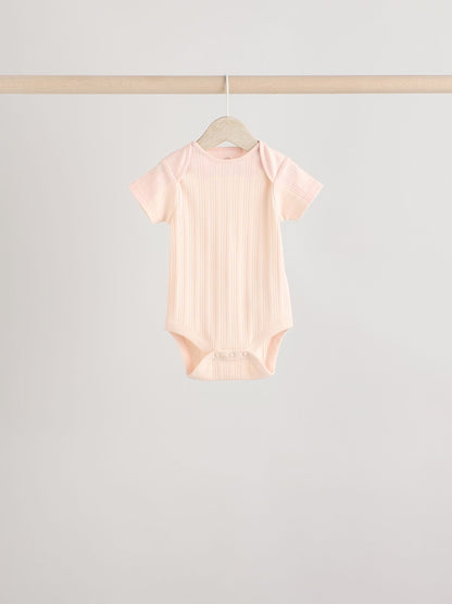 Bright Pink 5 Pack Short Sleeve Baby Bodysuits image 5
