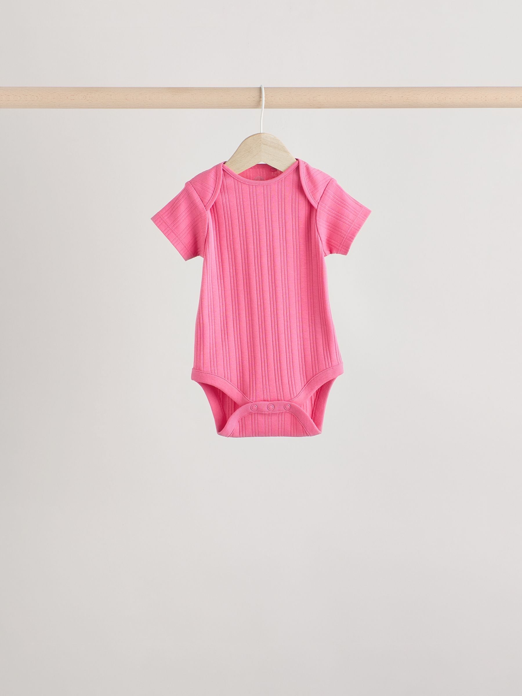 Bright Pink 5 Pack Short Sleeve Baby Bodysuits image 6