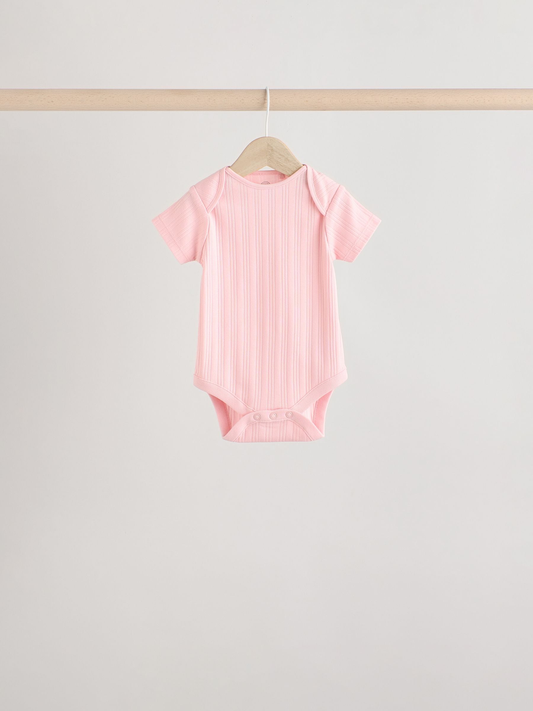 Bright Pink 5 Pack Short Sleeve Baby Bodysuits image 7