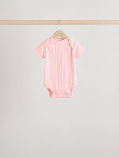 Bright Pink 5 Pack Short Sleeve Baby Bodysuits image 7