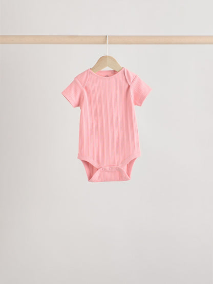 Bright Pink 5 Pack Short Sleeve Baby Bodysuits image 8