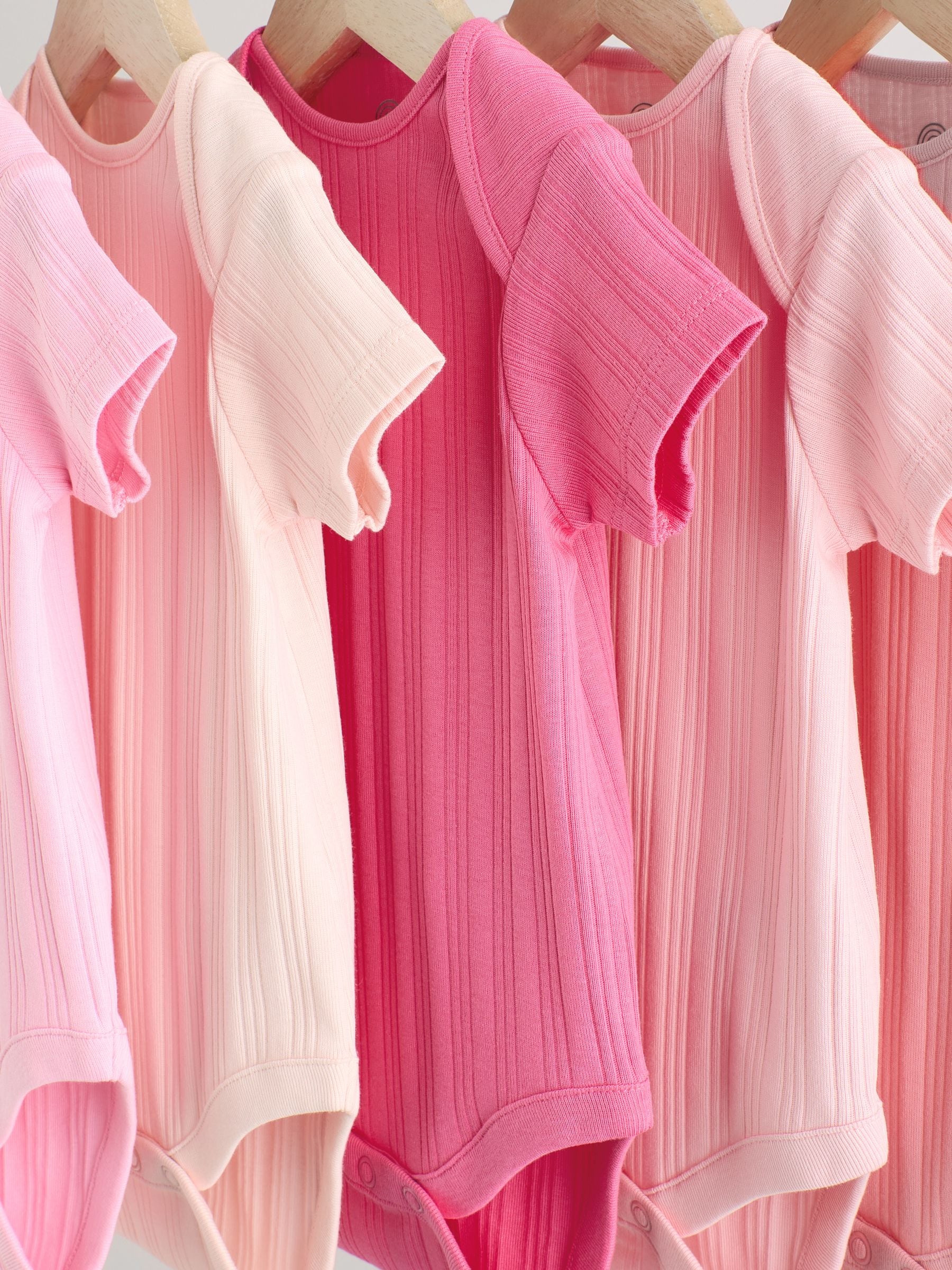 Bright Pink 5 Pack Short Sleeve Baby Bodysuits image 9