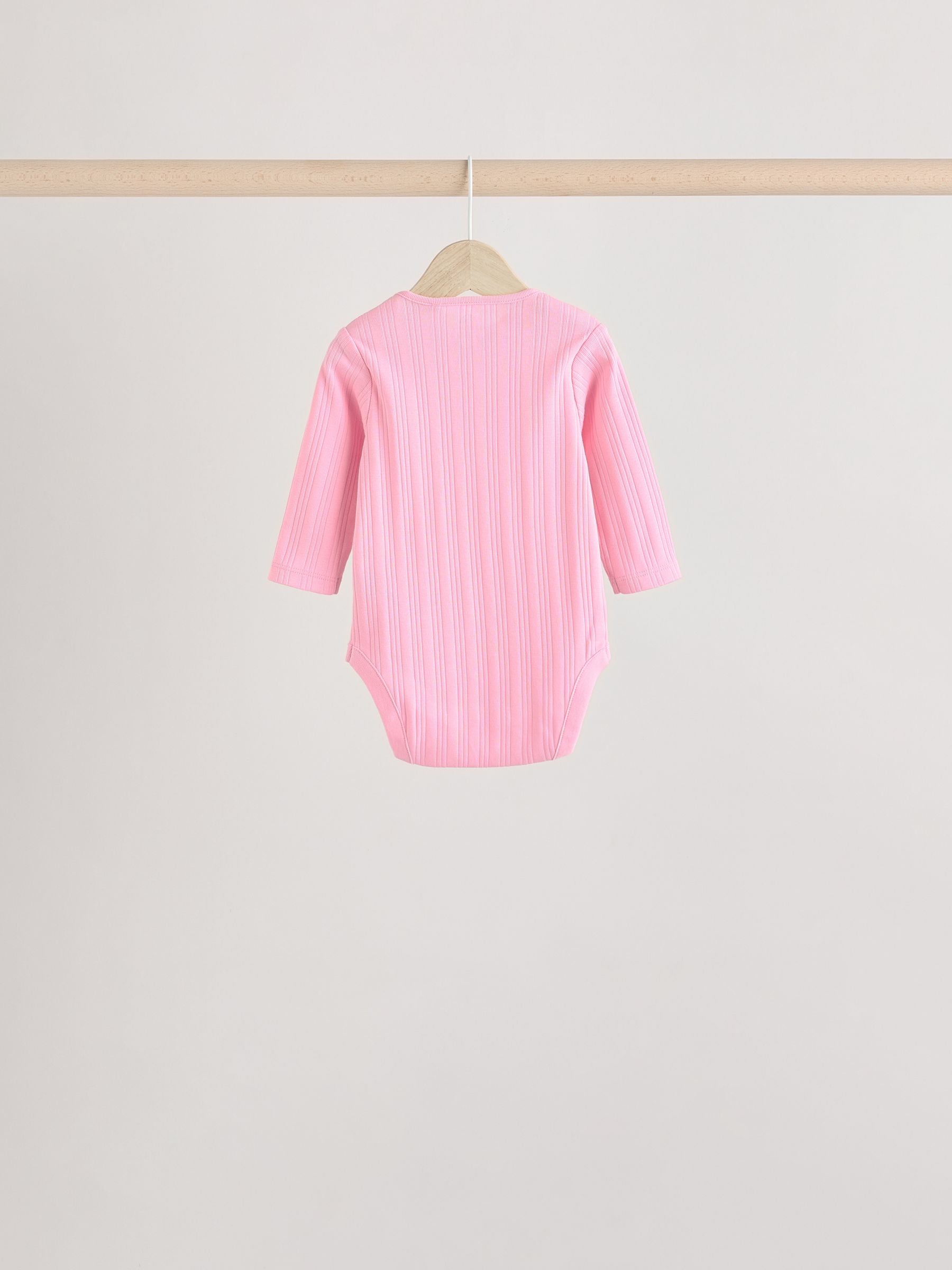 Bright Pink 5 Pack Long Sleeve Baby Bodysuits image 4