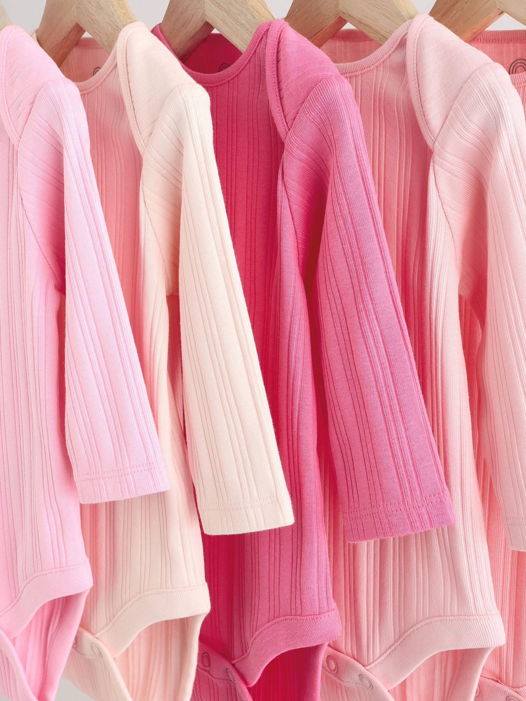 Bright Pink 5 Pack Long Sleeve Baby Bodysuits image 9