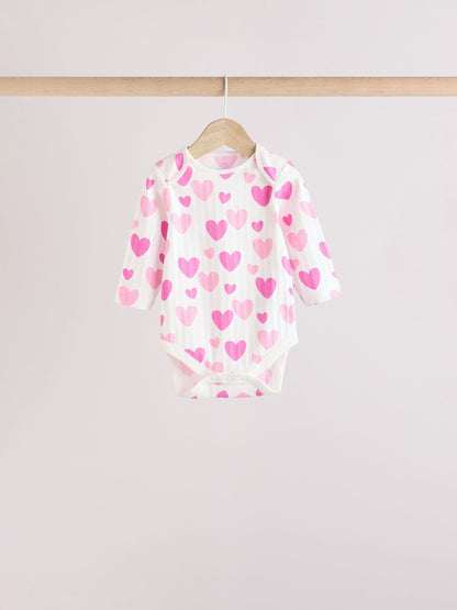 Pink Star 5 Pack Long Sleeve Baby Bodysuits image 3
