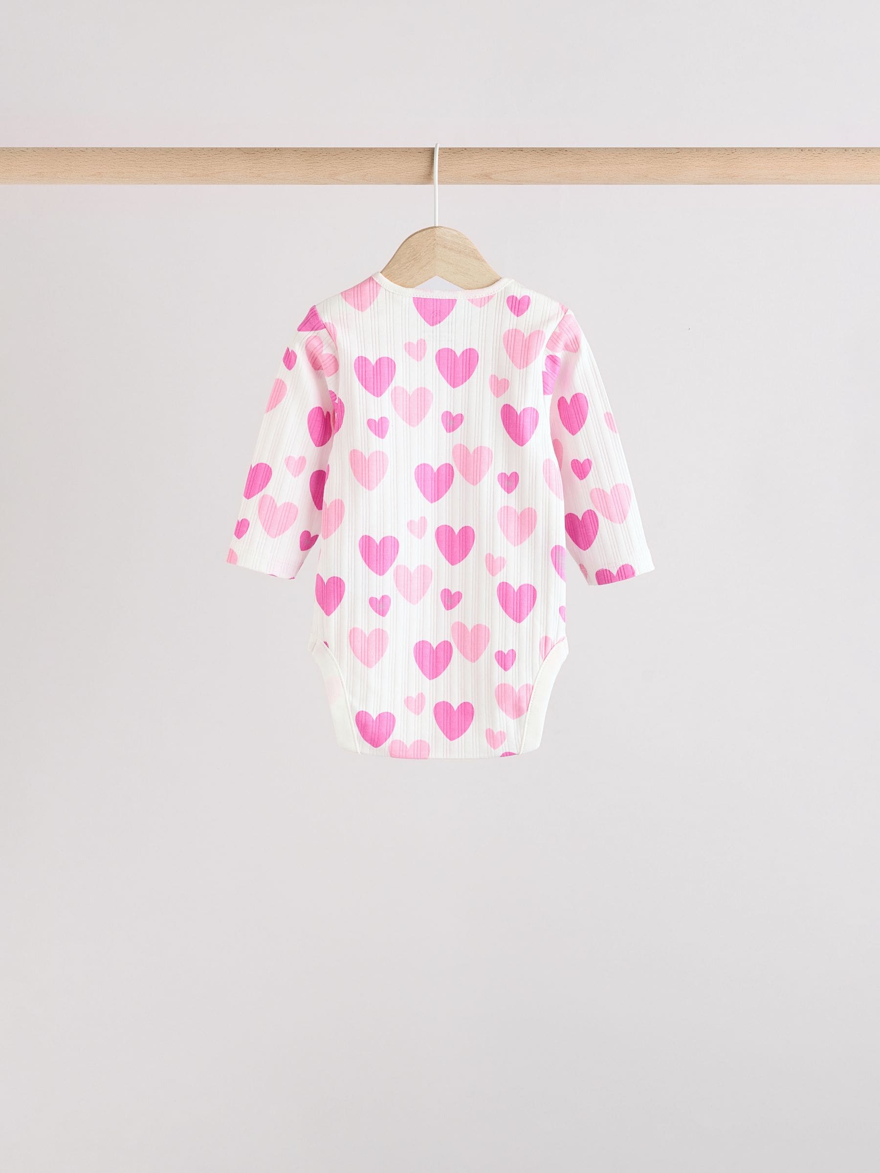 Pink Star 5 Pack Long Sleeve Baby Bodysuits image 4