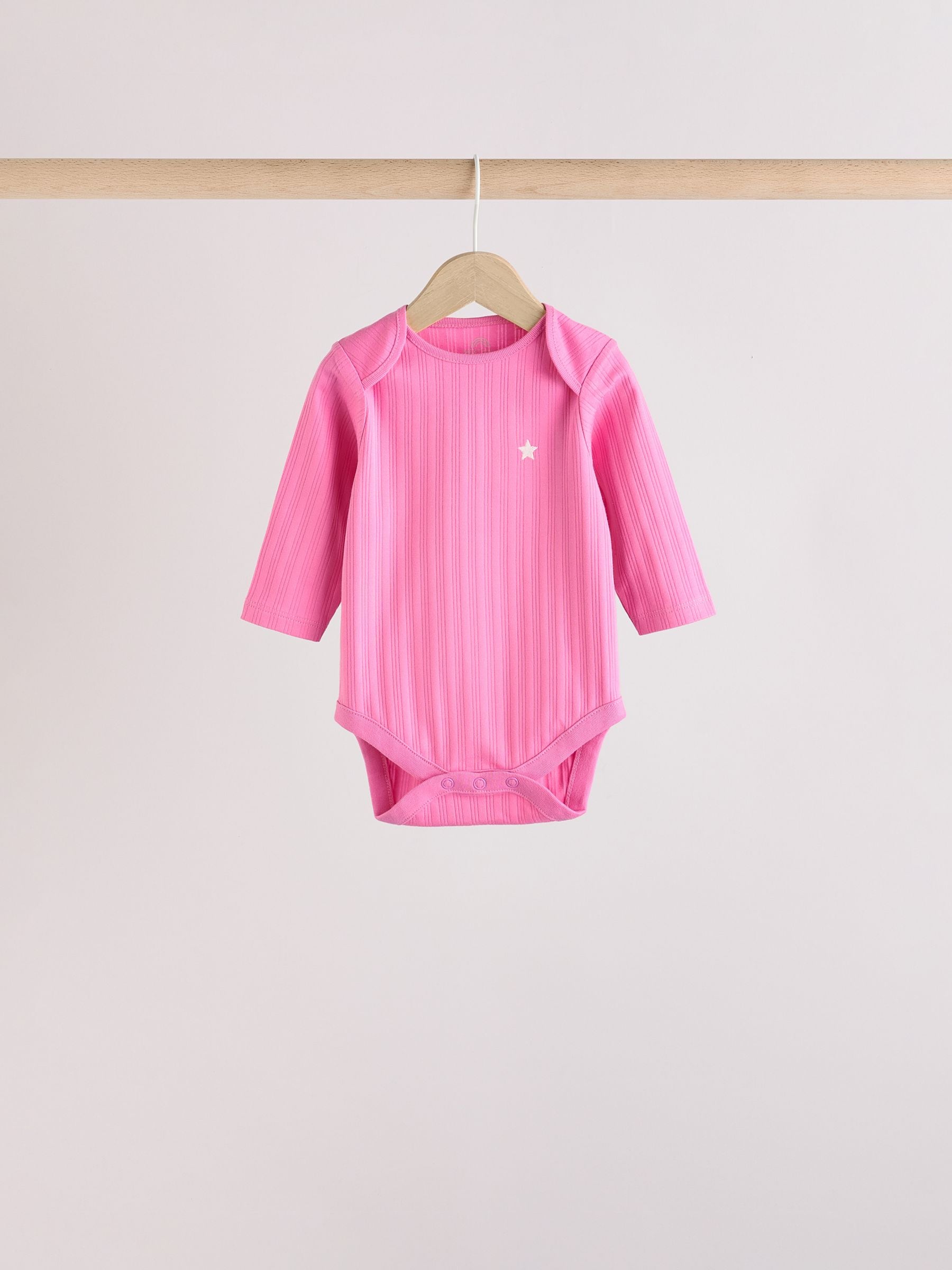 Pink Star 5 Pack Long Sleeve Baby Bodysuits image 5