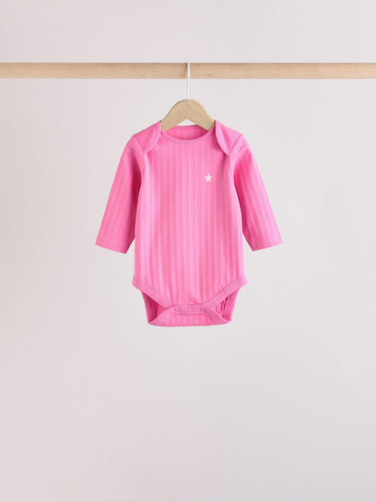 Pink Star 5 Pack Long Sleeve Baby Bodysuits image 5