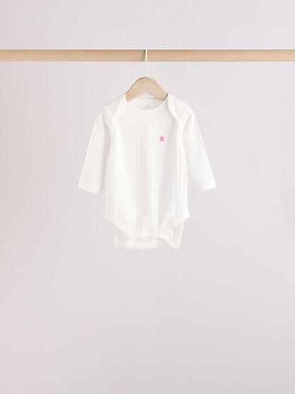Pink Star 5 Pack Long Sleeve Baby Bodysuits image 7