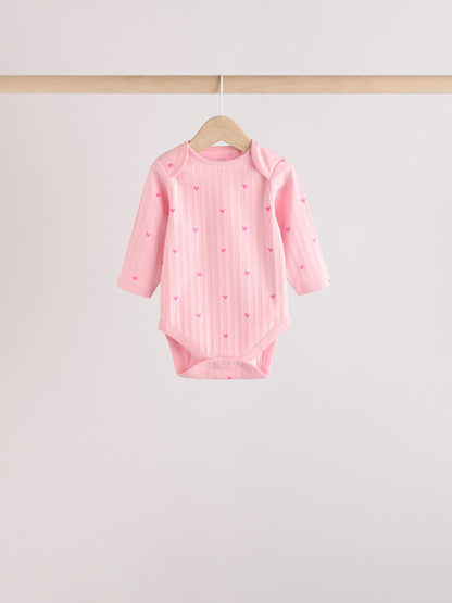 Pink Star 5 Pack Long Sleeve Baby Bodysuits image 8