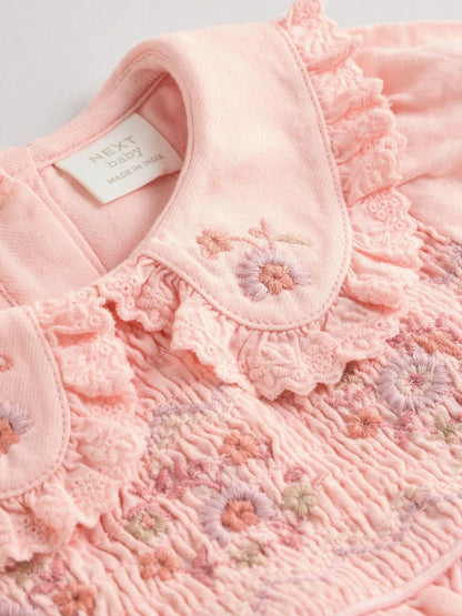 Pink Baby Embroidered Dress (0mths-2yrs)