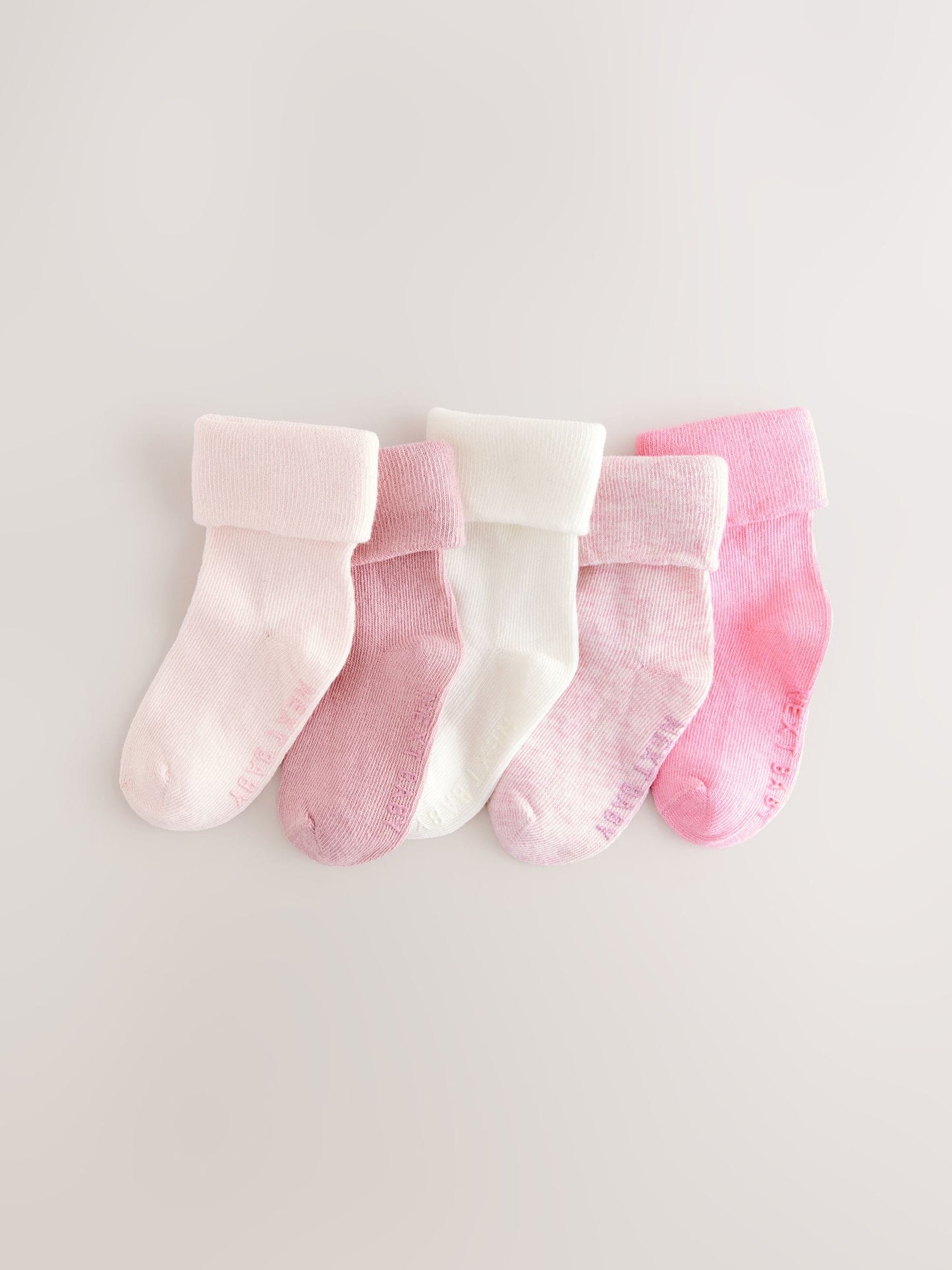 Pink Baby Roll Top Socks 5 Pack (0mths-2yrs) image 1