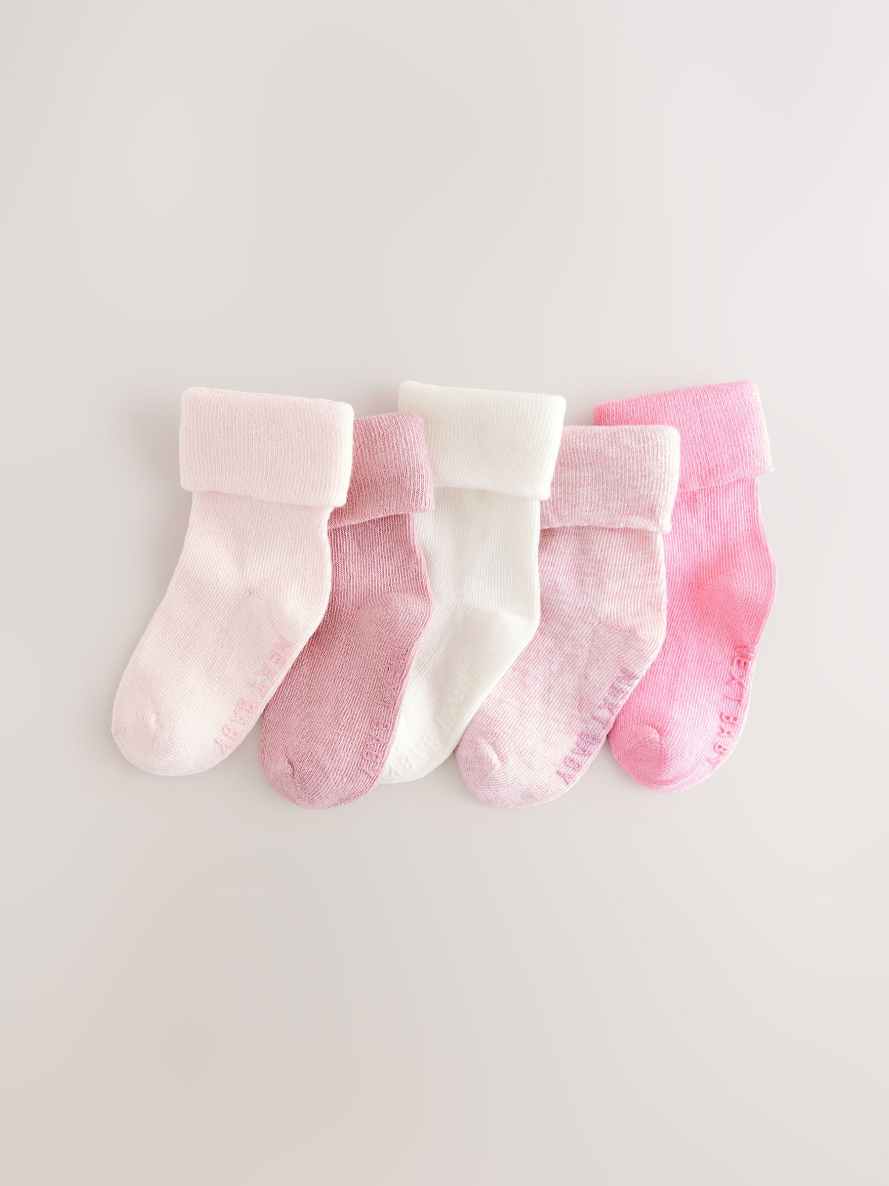 Pink Baby Roll Top Socks 5 Pack (0mths-2yrs) image 1