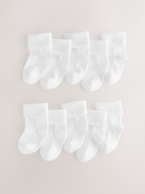 White Roll Top Baby Socks 10 Pack - image 1
