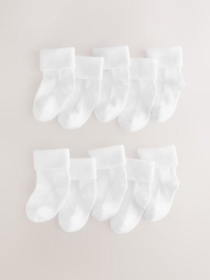 White Roll Top Baby Socks 10 Pack - image 1