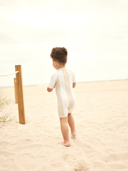 Neutral White Stripe Sunsafe All-In-One Swimsuit (3mths-7yrs)