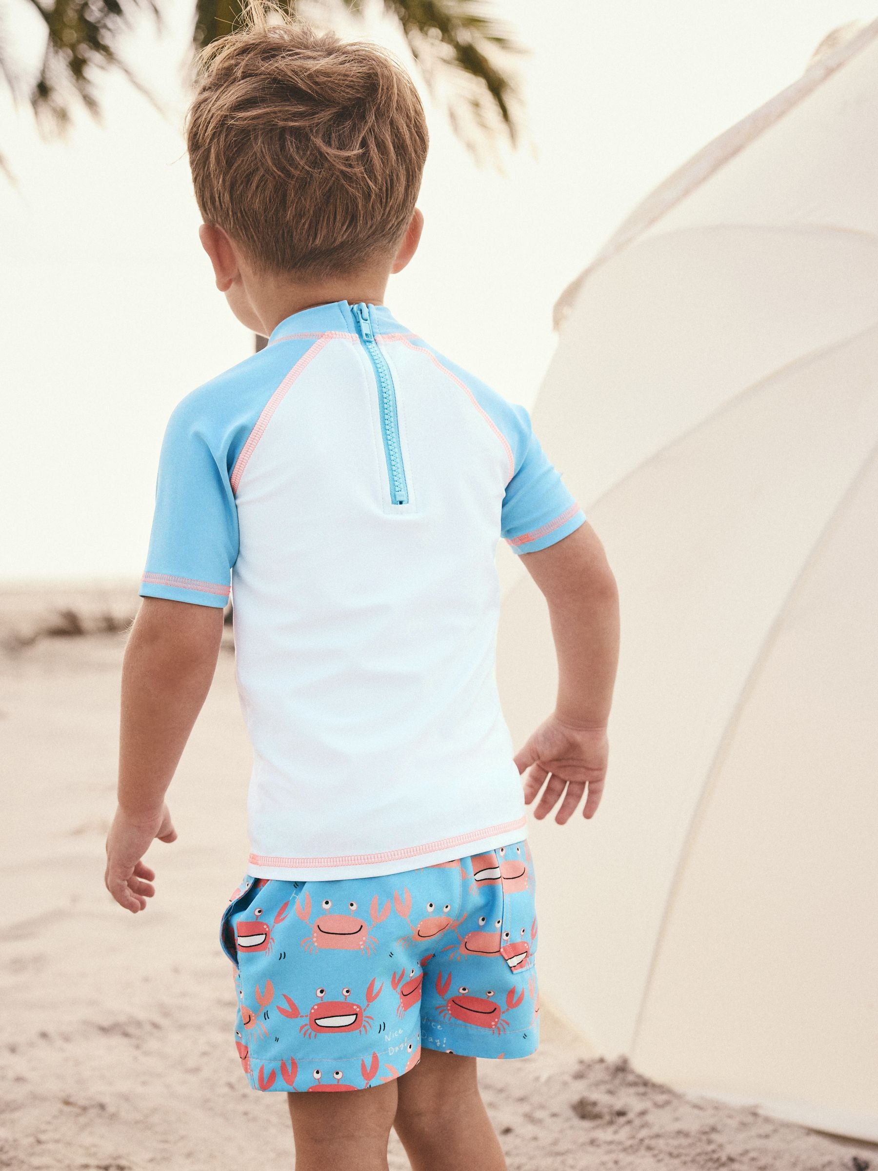Blue White Crab Rash Vest and Shorts Set (3mths-7yrs) image 3