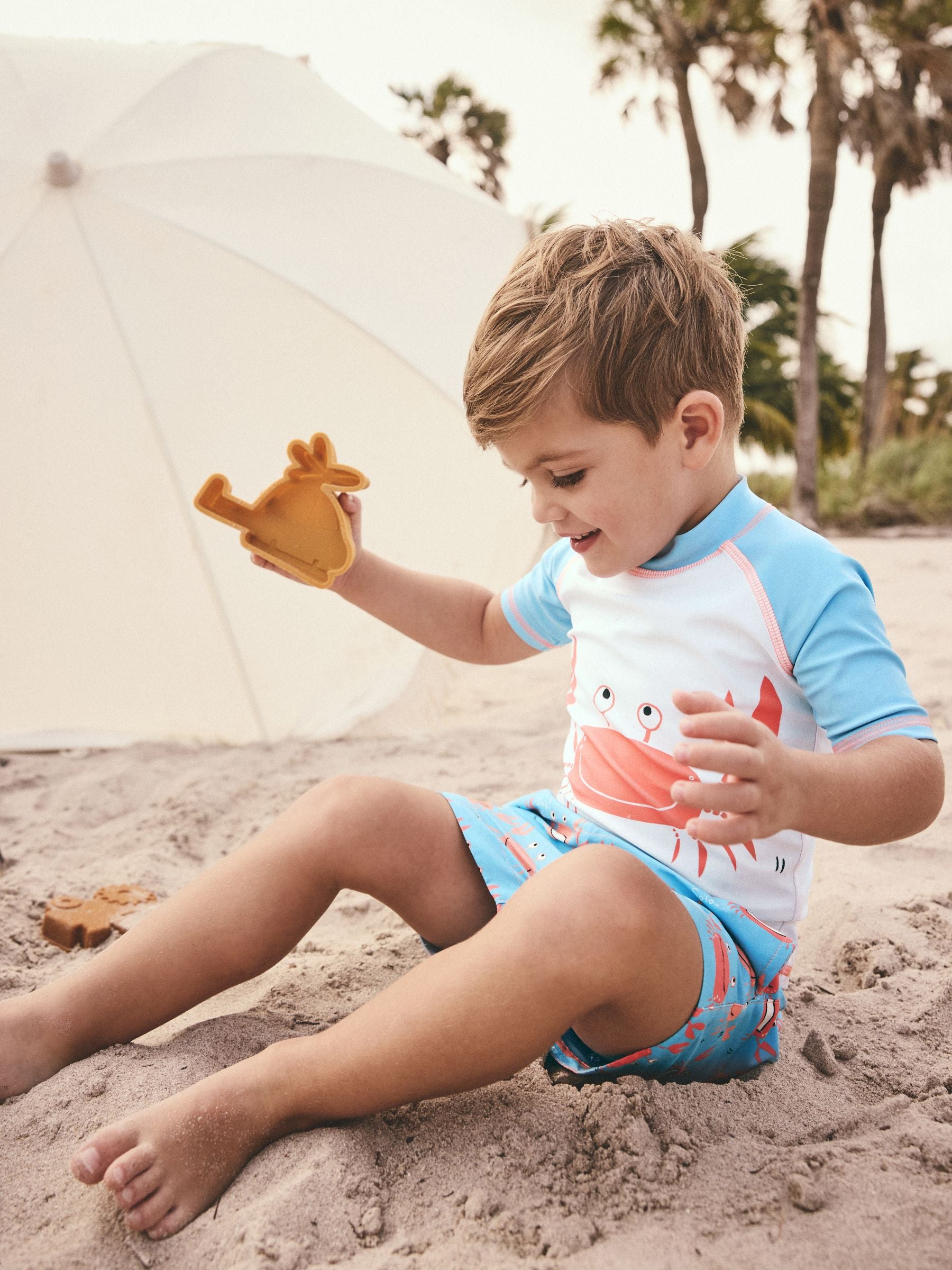 Blue White Crab Rash Vest and Shorts Set (3mths-7yrs) image 4