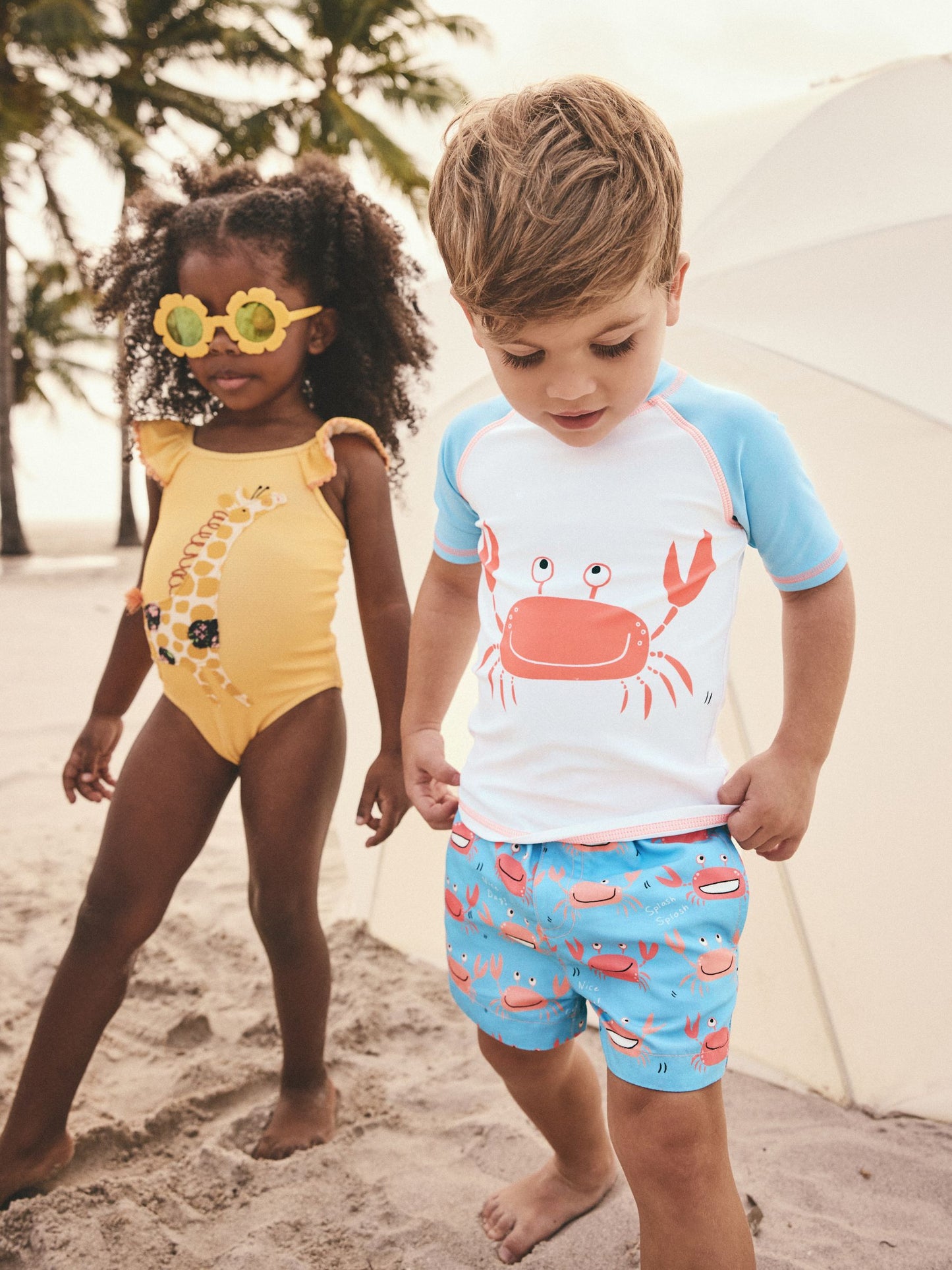 Blue White Crab Rash Vest and Shorts Set (3mths-7yrs) image 5