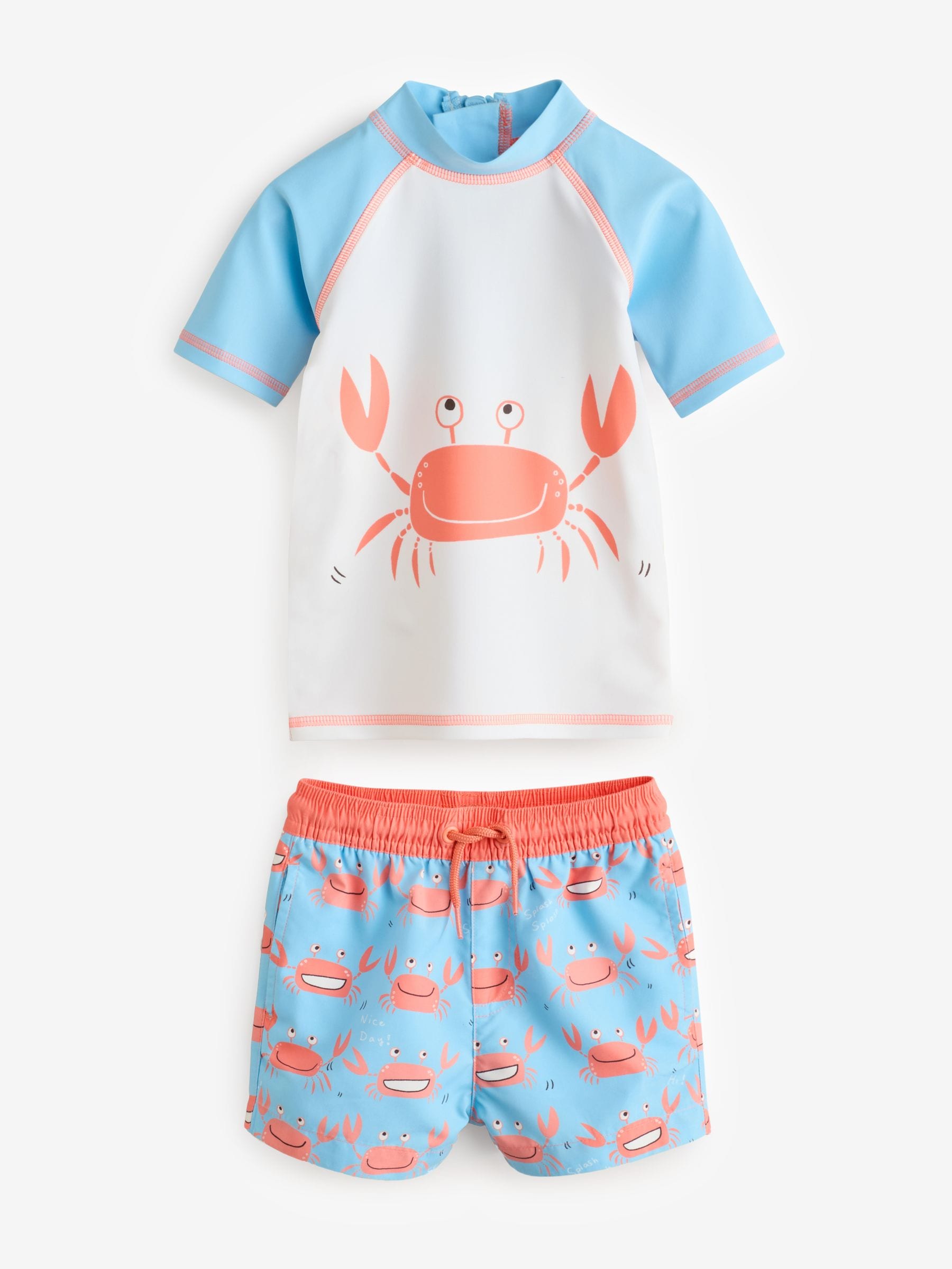 Blue White Crab Rash Vest and Shorts Set (3mths-7yrs) image 7
