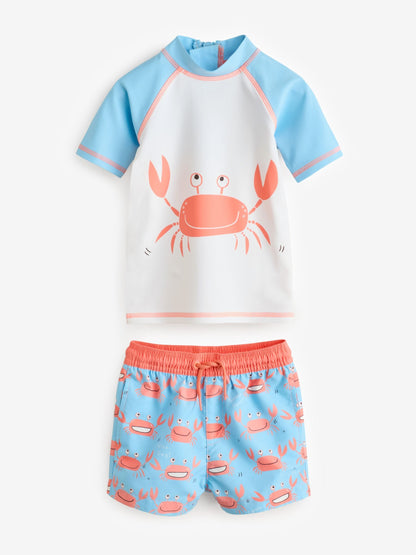Blue White Crab Rash Vest and Shorts Set (3mths-7yrs) image 7