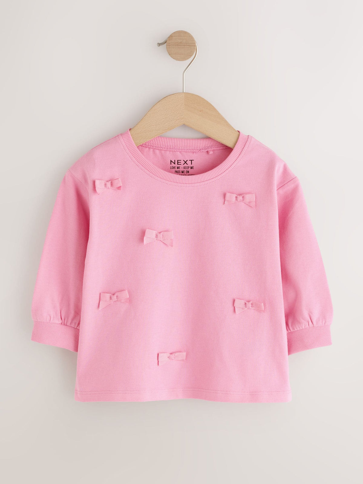 Pink Bow Applique Long Sleeve Top (3mths-7yrs) - image 1
